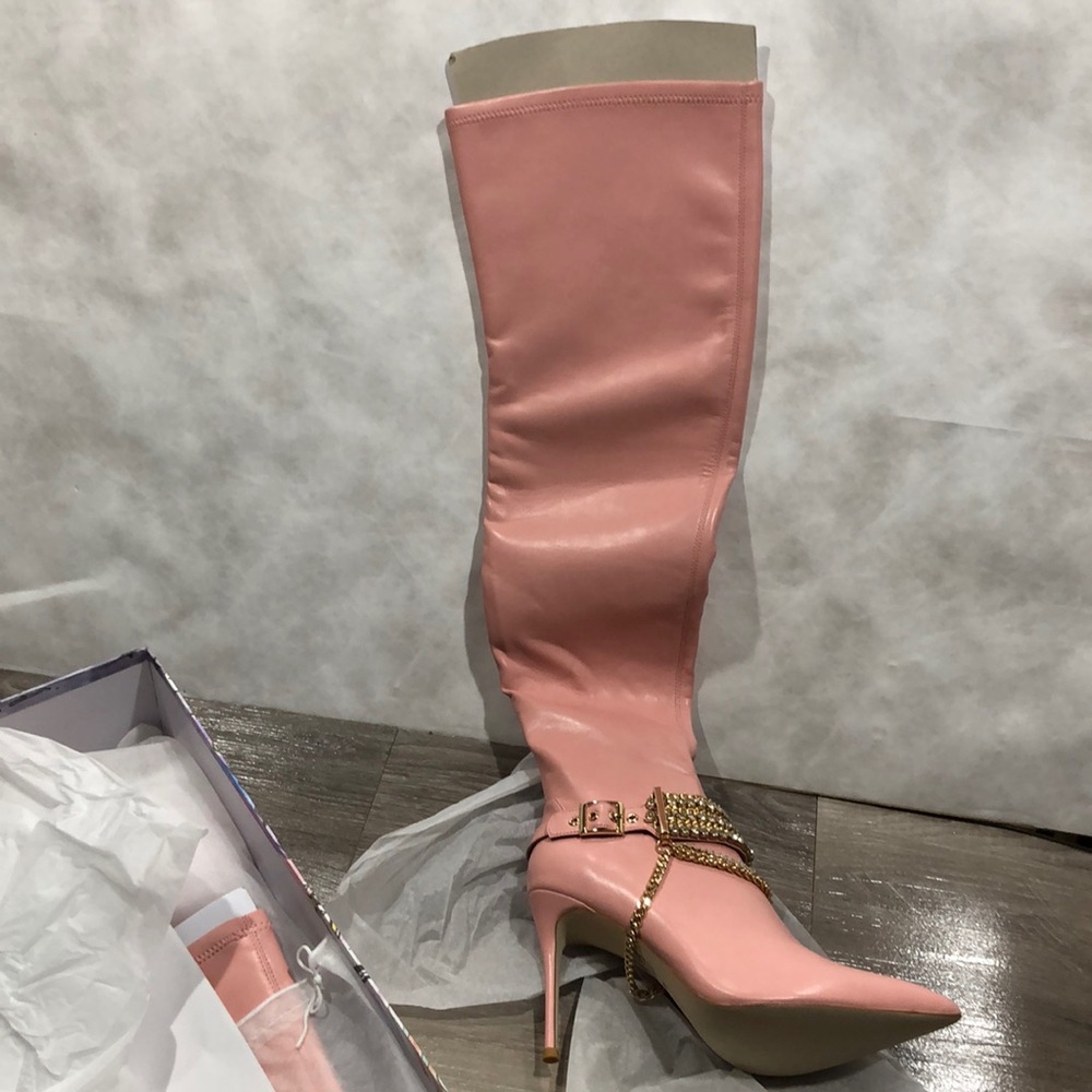 Jeffrey Campbell Pink Thigh High Arsenic Jewel Boots new